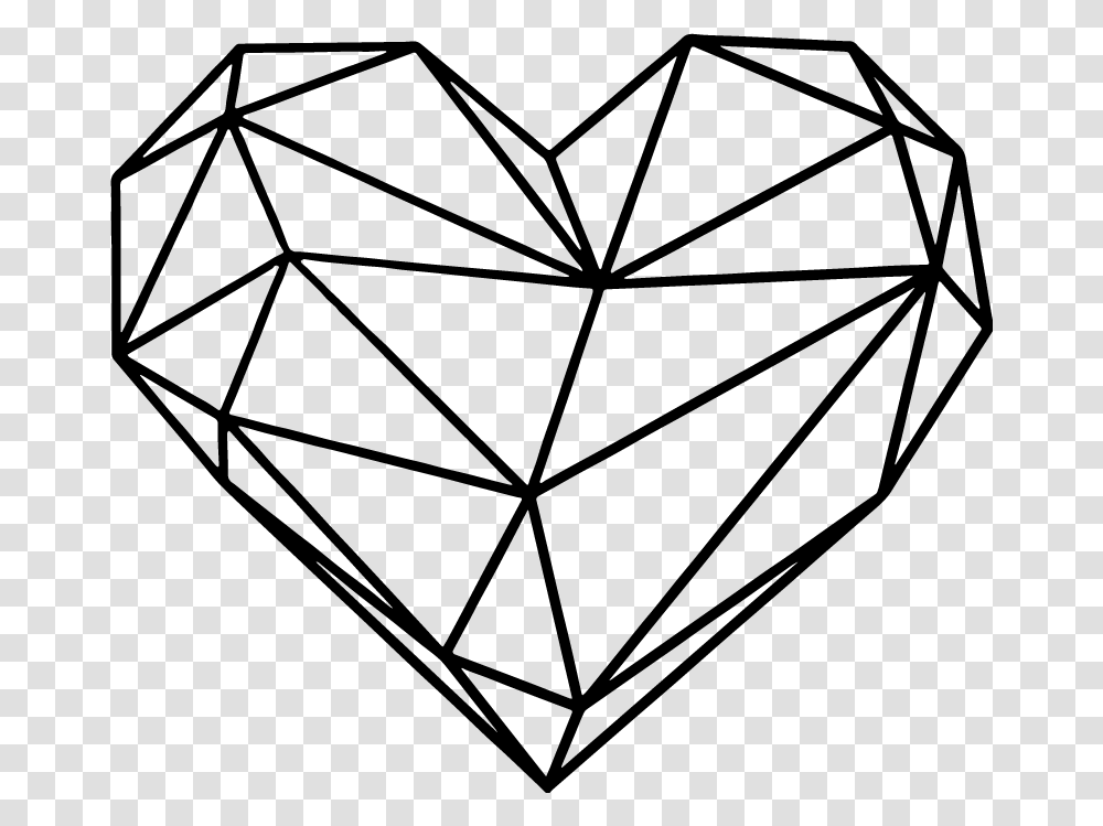 Origami Heart Wall Sticker Geometric Heart Line Art, Gray, World Of Warcraft Transparent Png