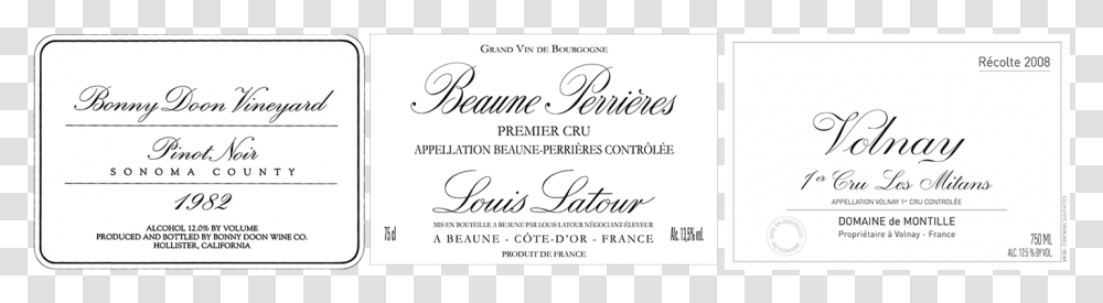 Original Bdv Pinot Noir Label Louis Latour And De Calligraphy, Handwriting, Letter, Page Transparent Png