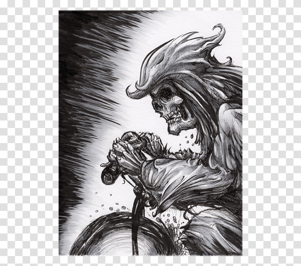 Original Bmx Reaper Illustration, Drawing, Dragon, Statue Transparent Png