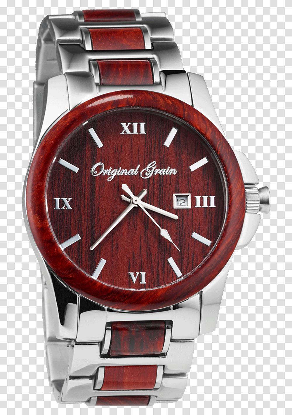 Original Grain Classic Steel Rosewood Chrome Wood Watch, Wristwatch, Clock Tower, Architecture, Building Transparent Png