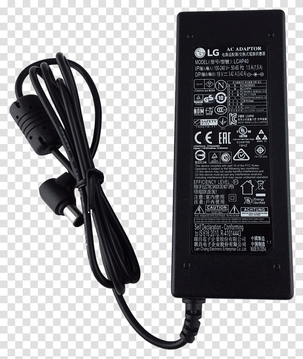 Original Lg Lcap40 Tv Power Adapter Cable Cord Box, Mobile Phone, Electronics, Cell Phone, Plug Transparent Png