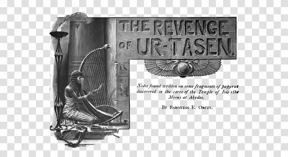 Original Title Art For The Revenge Of Ur Tasen Monochrome, Person, Human, Harp, Musical Instrument Transparent Png