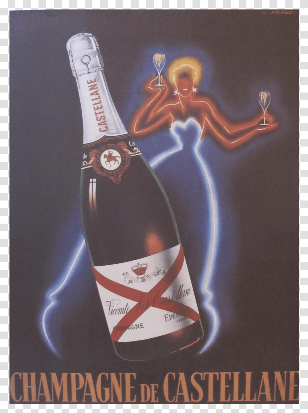 Original Vintage Champagne De Castellane Poster By Transparent Png