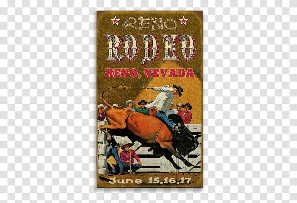 Original Vintage Rodeo Posters, Advertisement, Person, Bull, Mammal Transparent Png