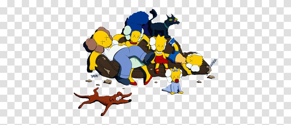 Originally Under Rated Simpsons Kaws Original, Crowd, Huddle, Drawing Transparent Png