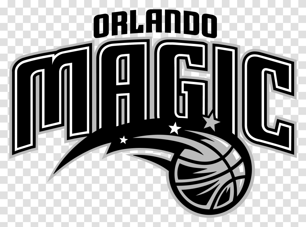 Orlando Magic Photo Orlando Magic Logo Black White, Label, Alphabet, Handwriting Transparent Png