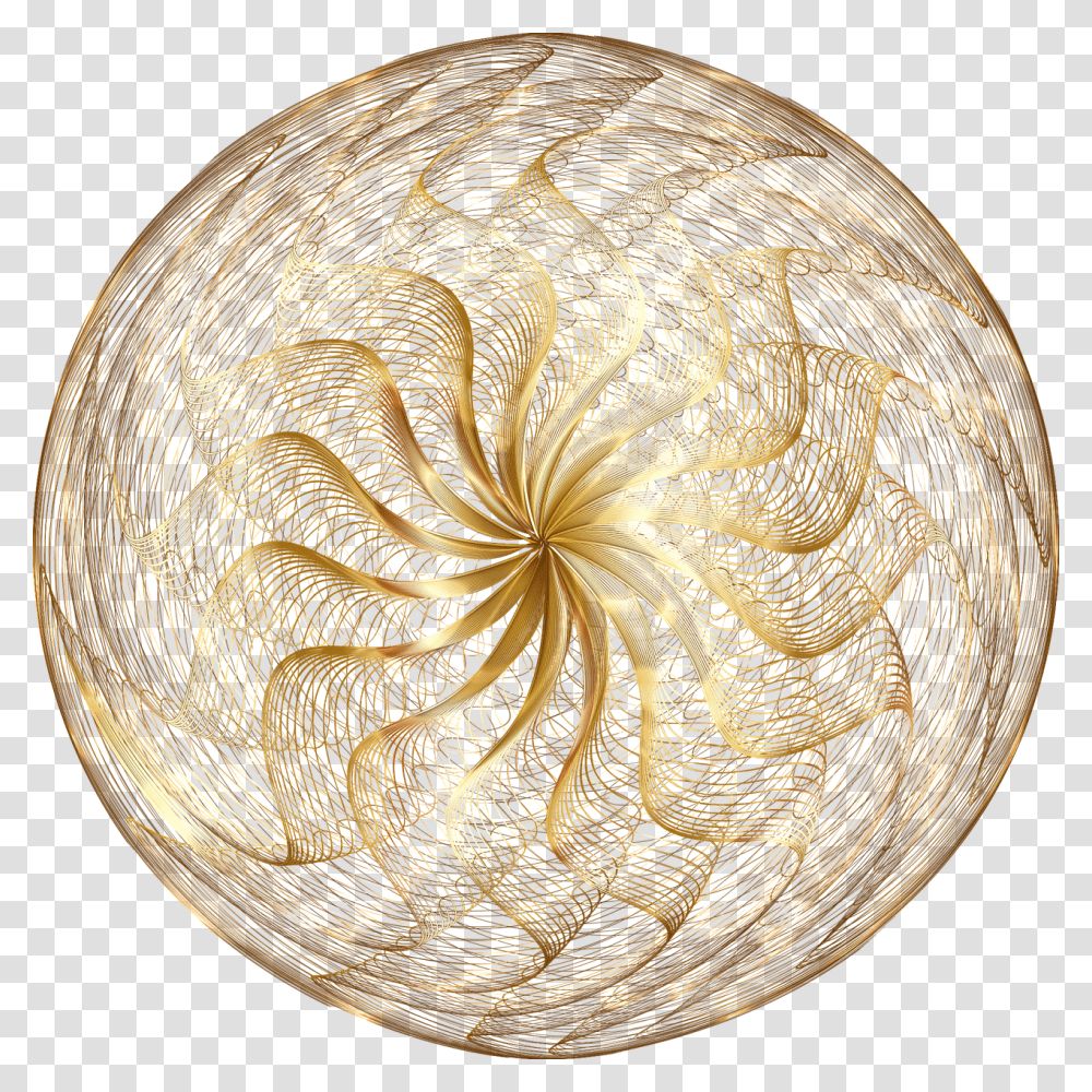 Ornament Gold Line Art Decorative Ornamental Circle, Sphere, Lamp, Rug, Fungus Transparent Png
