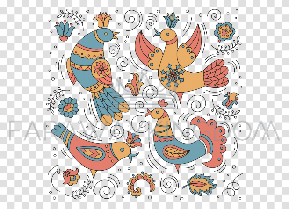 Ornamental Bird Folk Ethnic Ornament Vector Illustration Set Decorative, Doodle, Drawing, Art, Graphics Transparent Png