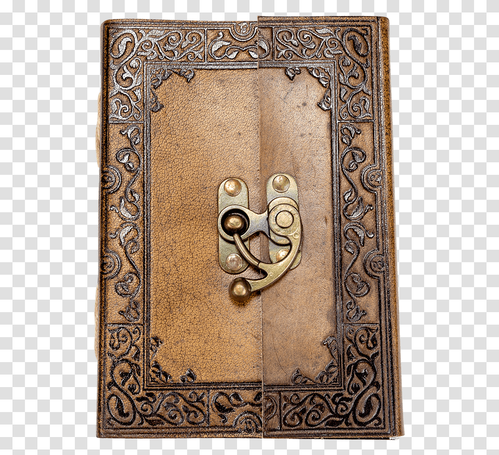 Ornate Border Leather Journal With Clasp Motif, Rug, Wood, Bronze Transparent Png