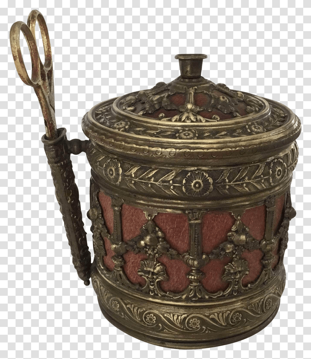 Ornate Brass And Leather Victorian String Yarn Holder Antique, Bronze, Jar, Pottery, Urn Transparent Png