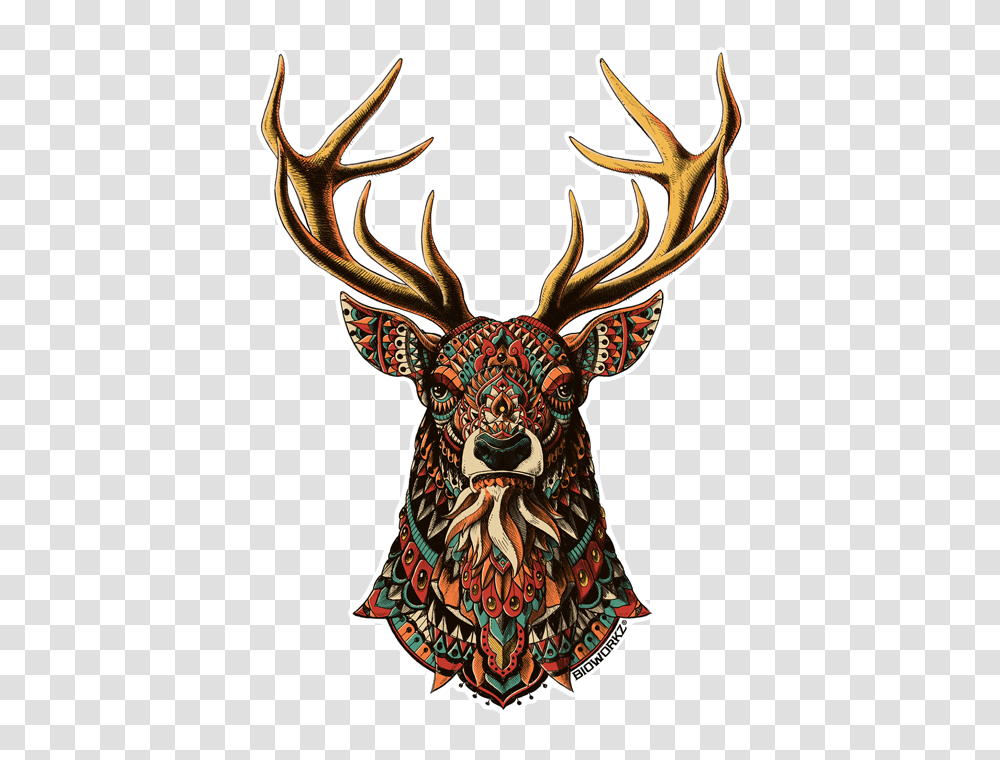 Ornate Buck Sticker Bioworkz, Elk, Deer, Wildlife, Mammal Transparent Png