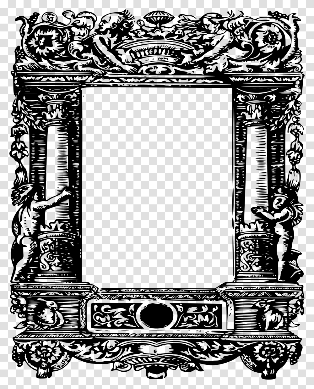 Ornate Curly Column Frame Clip Arts Historical Photo Frames, Gray, World Of Warcraft Transparent Png