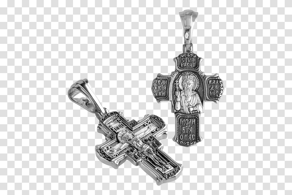 Orthodox Cross Pendant In Silver Locket, Emblem, Crucifix, Logo Transparent Png