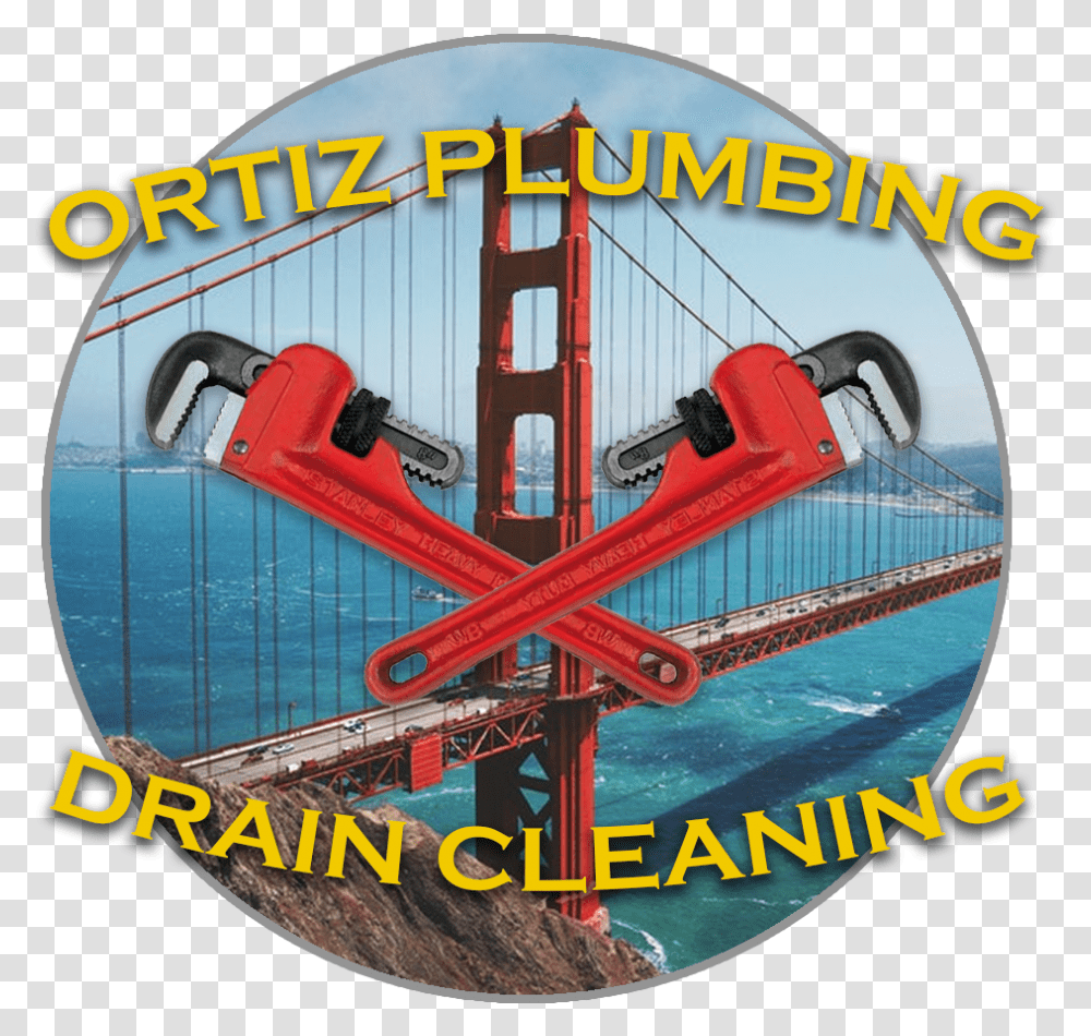 Ortiz Plumbing And Drain Cleaning Logo Golden Gate Bridge, Building, Arch, Architecture, Arched Transparent Png