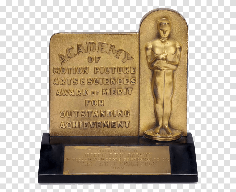 Oscarminiaward Oscars For Best Supporting Actor, Plaque, Trophy, Person, Human Transparent Png