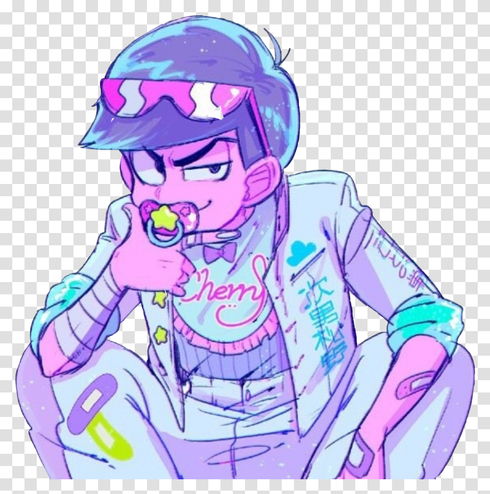 Osomatsusan Karamatsu Ichimatsu Sticker By Kyle Fictional Character, Helmet, Clothing, Person, Art Transparent Png