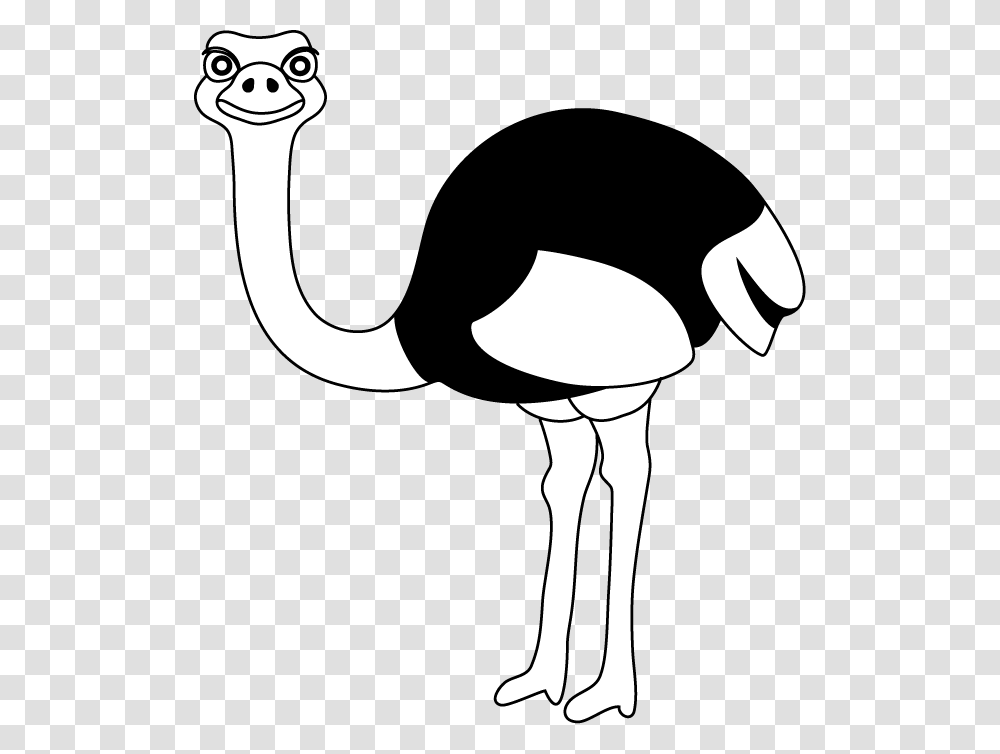 Ostrich Black And White Clip Art, Bird, Animal Transparent Png