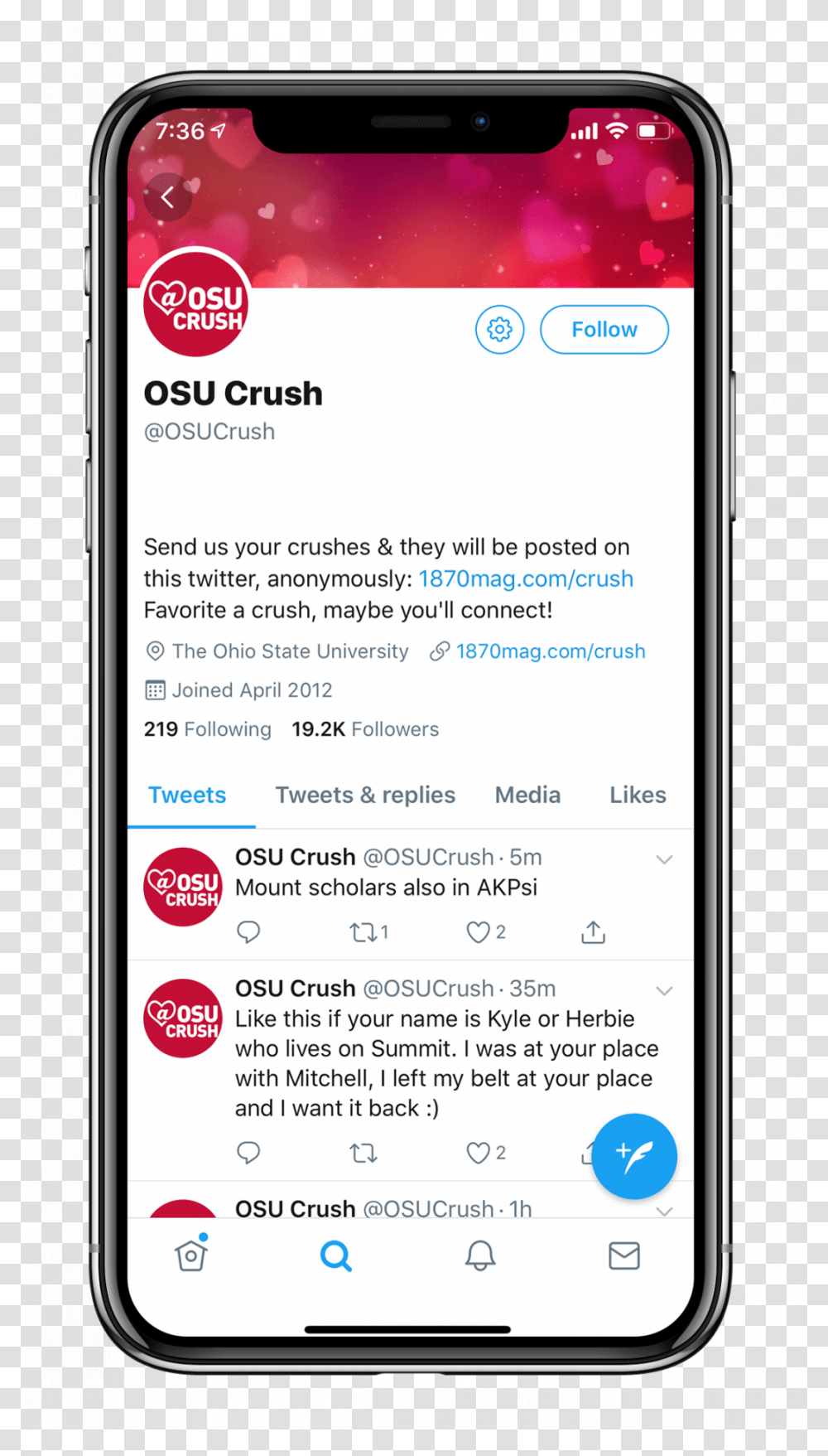 Osu Crush Gives Secret Admirers An Anonymous Outlet Mobile App, Mobile Phone, Electronics, Cell Phone, Iphone Transparent Png