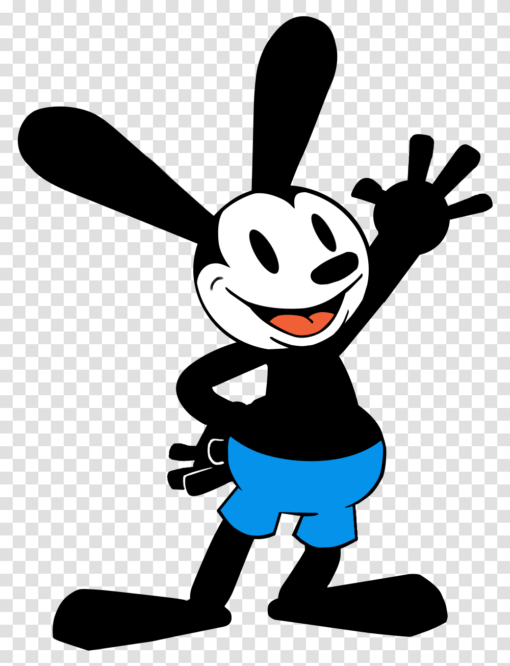 Oswald Oswald The Lucky Rabbit Black And White, Label, Giant Panda, Wildlife Transparent Png