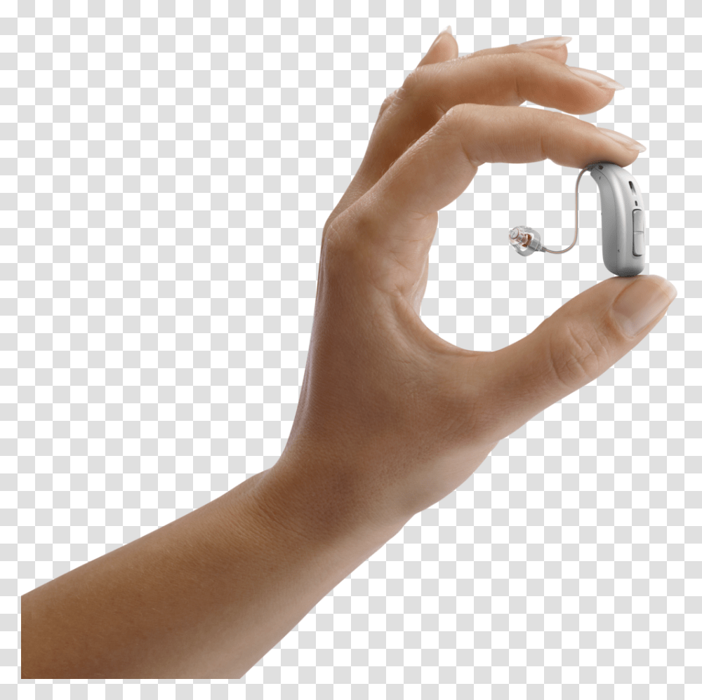 Oticon Opn S Minirite R C091silvergrey Between Fingers Cable, Person, Human, Hand, Electronics Transparent Png