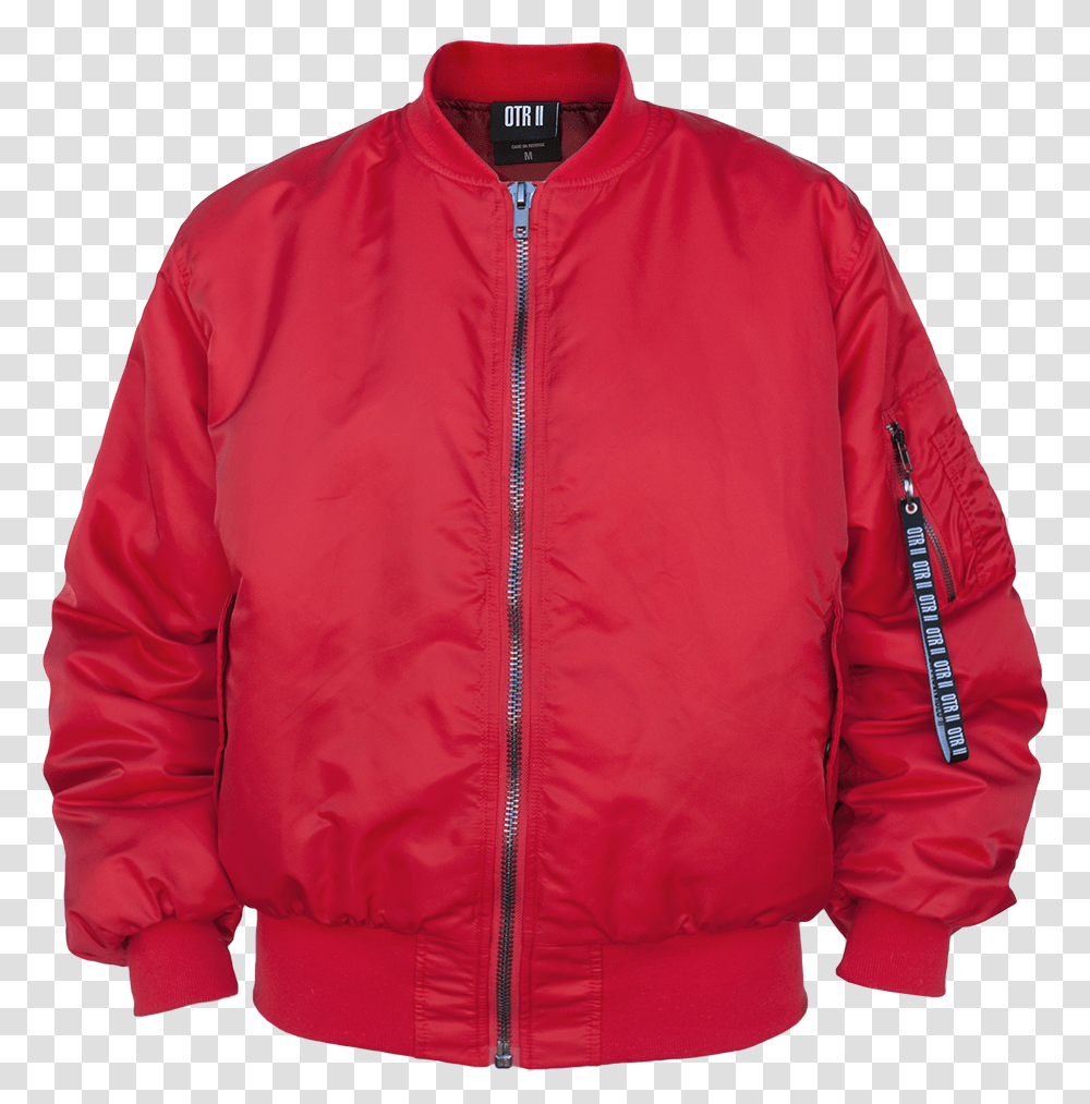 Otr Ii Red Bomber Jacket Zipper, Clothing, Apparel, Coat, Hood Transparent Png