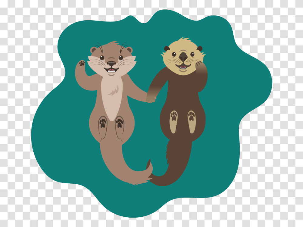 Otter Clipart Holding Hands Otter Clipart, Mammal, Animal, Standing, Wildlife Transparent Png