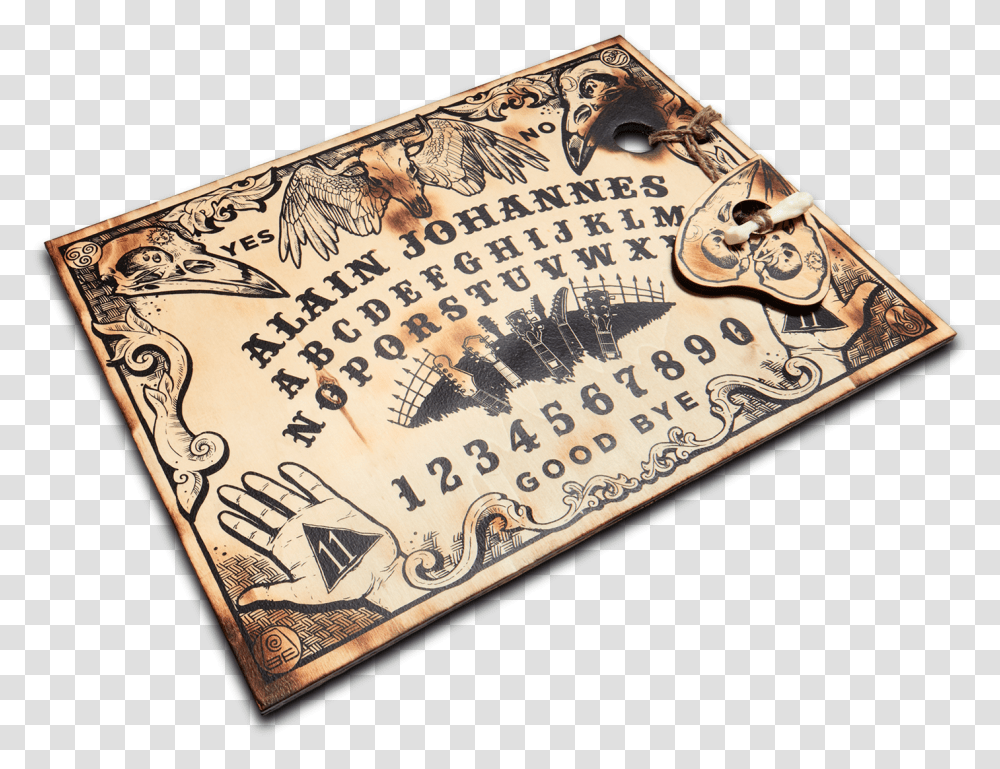 Ouija Board With Planchet Bone Ouija Board, Text, Rug, Doodle, Drawing Transparent Png