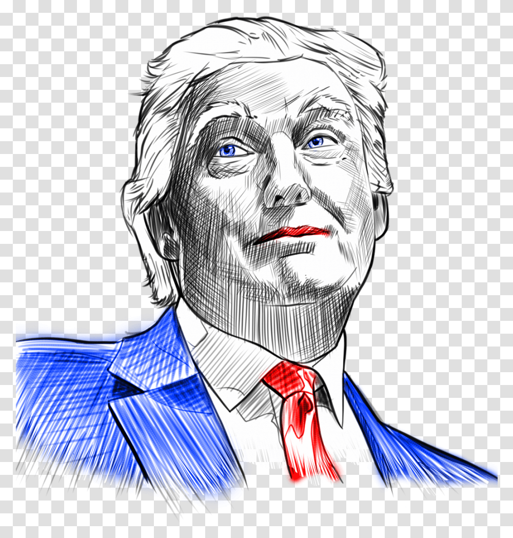 Our Priority Is To Present Donald Trump With A Romanian Donald Trump Sketch, Person, Human, Drawing Transparent Png