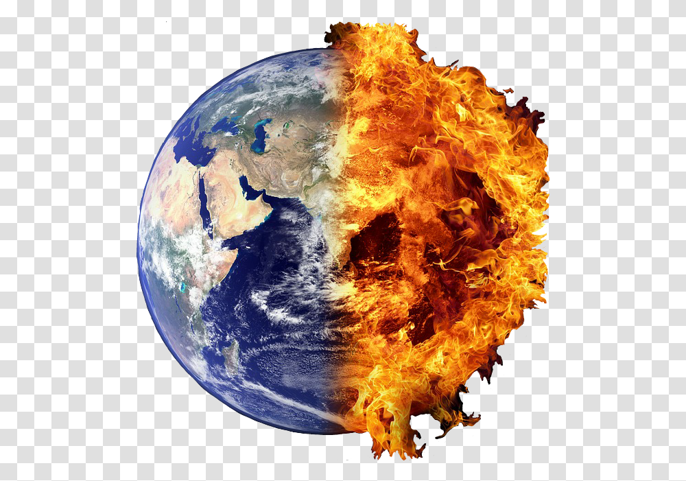 Ourearth Planet Fire World Globe Sticker By Sandra Earth On Fire No Background, Bonfire, Flame, Outer Space, Astronomy Transparent Png