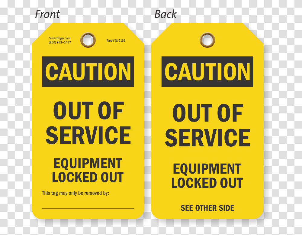 Out Of Service Equipment Locked Out Caution Tag Orange, Sign, Road Sign Transparent Png