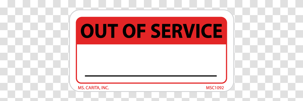 Out Of Service Labels Carmine, Page, Number Transparent Png