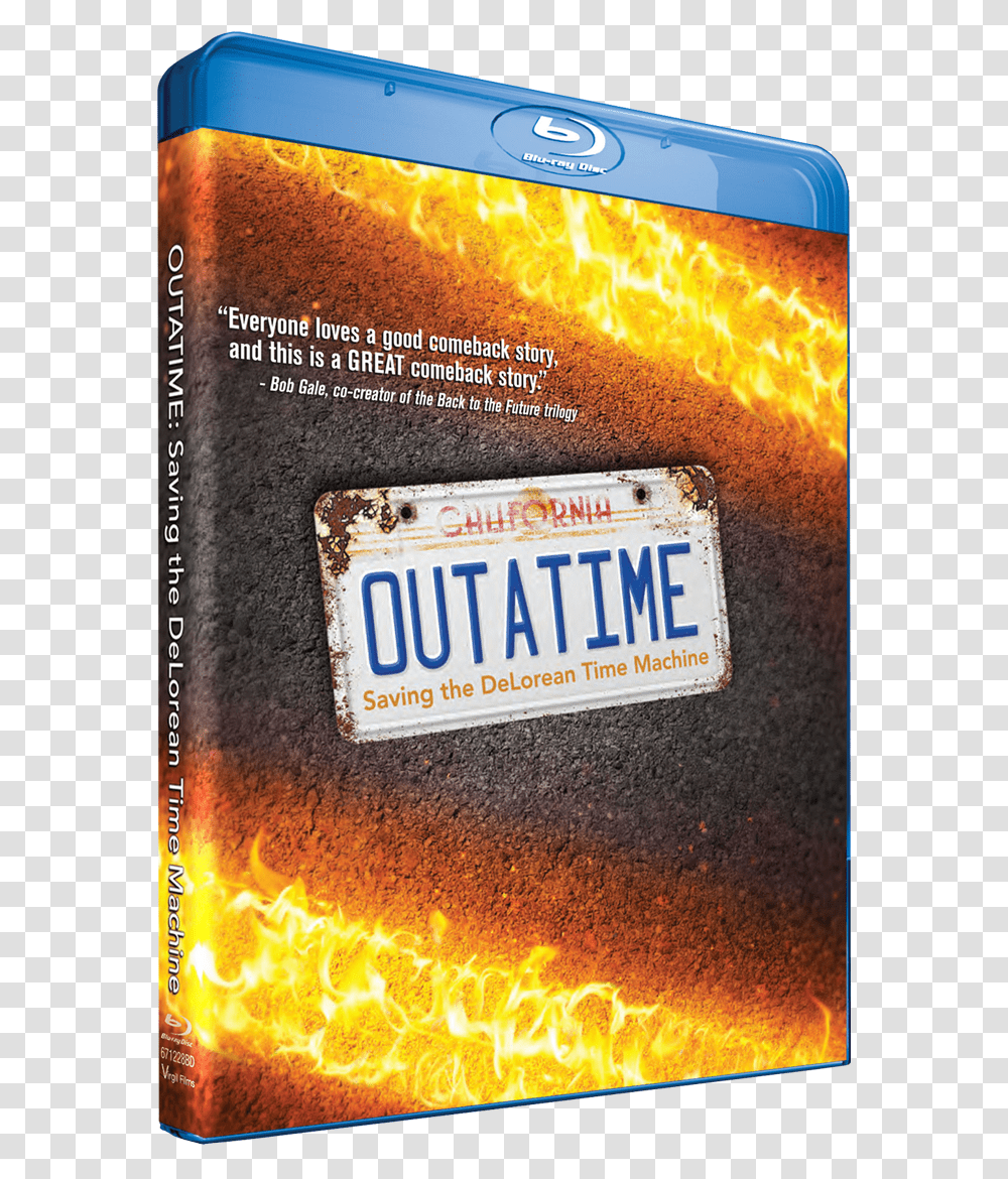 Outatime Saving The Delorean Time Machine Dvd, Vehicle, Transportation, License Plate, Fire Transparent Png