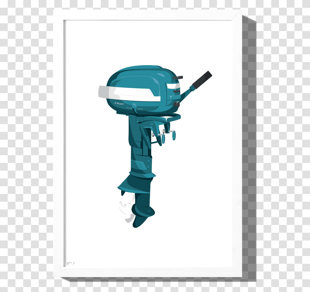 Outboard Motor Art Print With Optional Frame, Brick, Power Drill, Tool, Water Gun Transparent Png