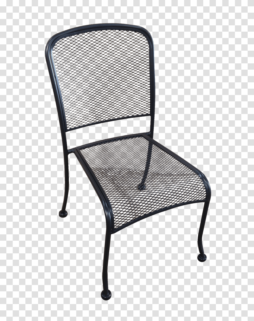 Outdoor Black Finished Wrought Iron Side Chair, Furniture, Armchair Transparent Png