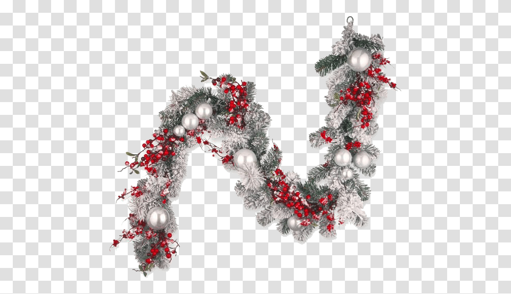 Outdoor Christmas Garland Background Image Fireplace Mantels Christmas Decor Red And Silver, Ornament, Plant, Pattern, Flower Transparent Png