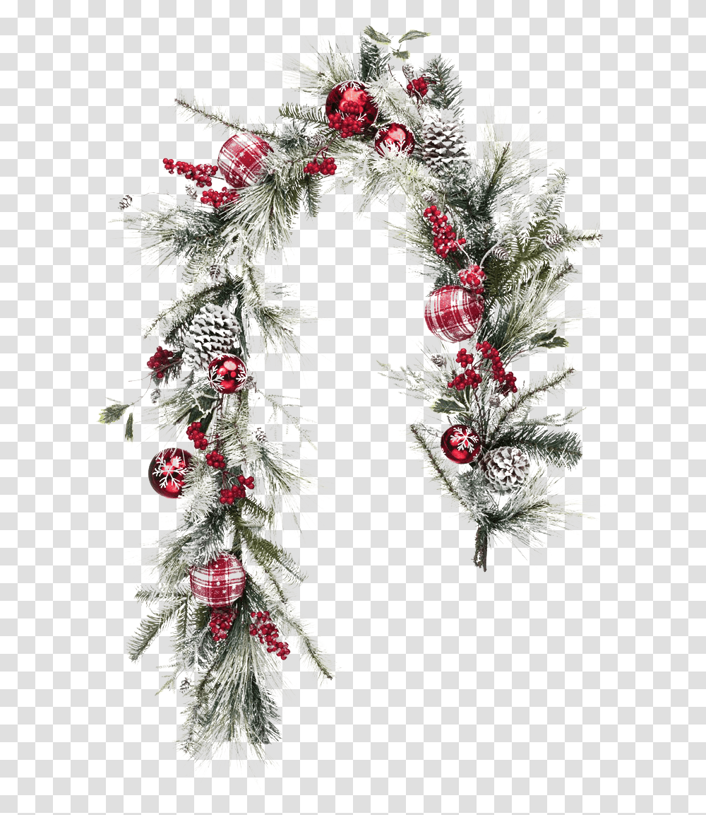 Outdoor Christmas Garland Red And White Christmas Garland, Christmas Tree, Ornament, Plant, Flower Arrangement Transparent Png