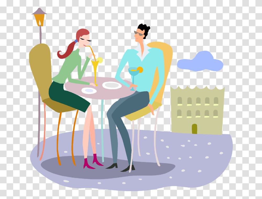Outdoor Clipart Illustration, Person, Furniture, Dating, Table Transparent Png