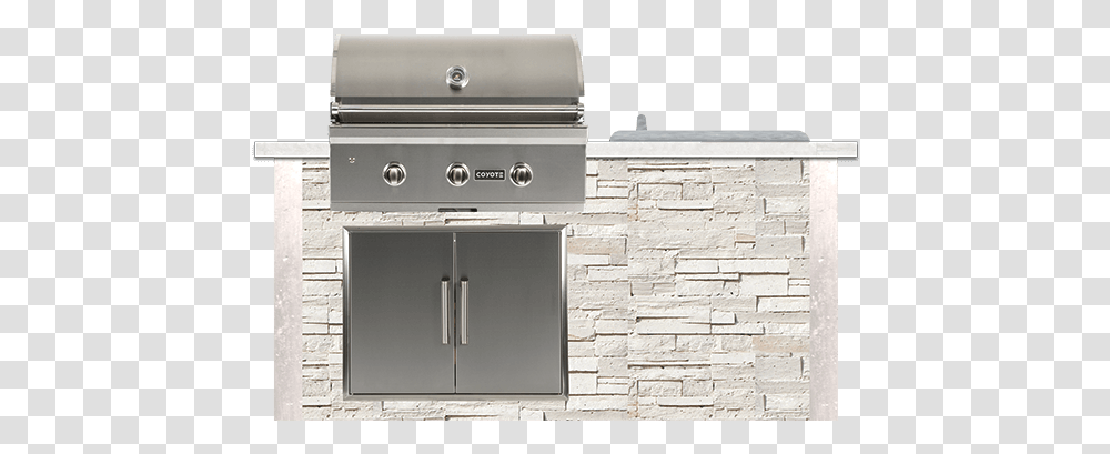 Outdoor Kitchen Silver Stacked Stone, Oven, Appliance, Furniture, Brick Transparent Png