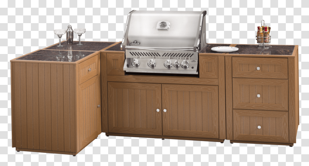 Outdoor Kitchen With Inset Grill And Storage Outdoor Kitchen, Furniture, Indoors, Room, Cabinet Transparent Png