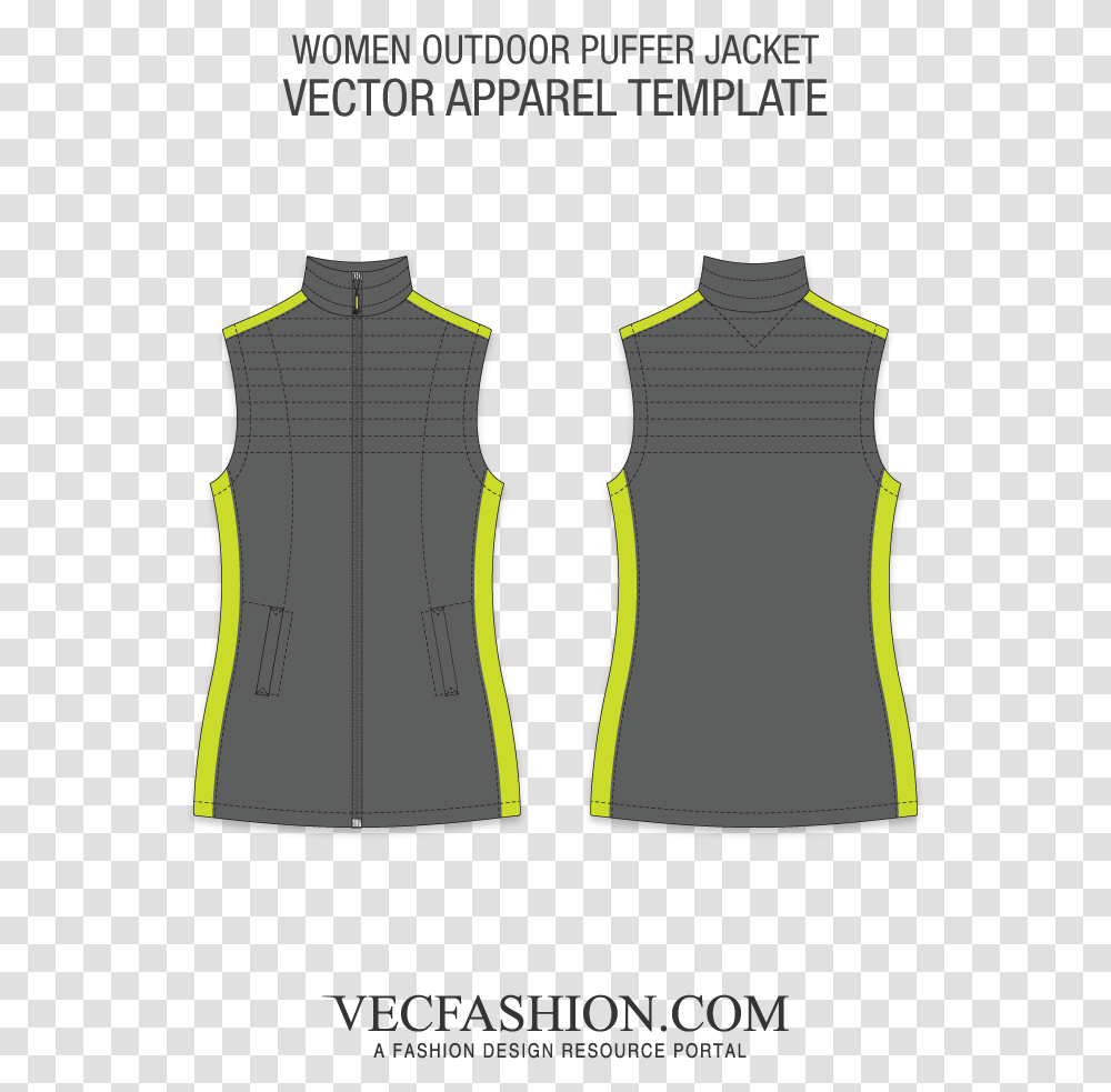 Outdoor Puffer Template Vecfashion Round Neck Black Shirt Template, Apparel, Undershirt, Sweater Transparent Png