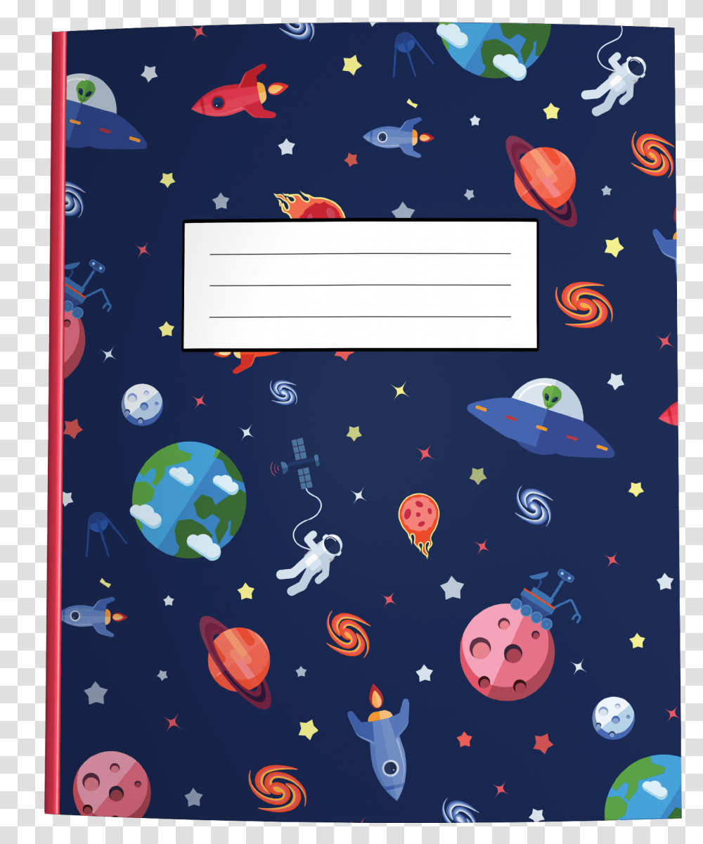 Outer Space Composition Notebook With Astronauts Aliens Greeting Card, Rug, Fish Transparent Png