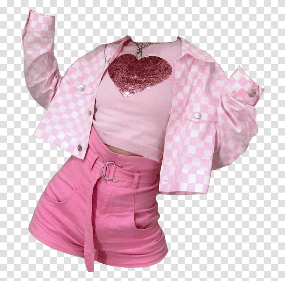 Outfit Outfits Pink Skirt Heart Cute Aesthetic Aesthetic Pink Outfits, Apparel, Robe, Fashion Transparent Png