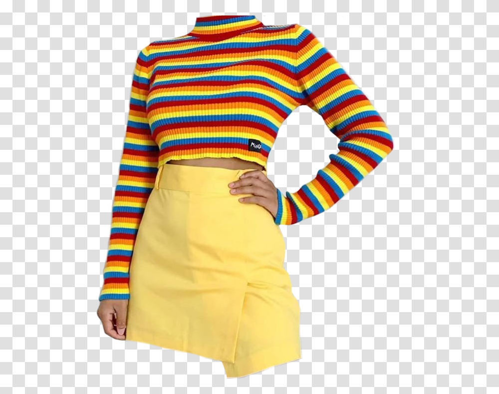 Outfit Rainbow Colorful Lgbt Cute Freetoedit Outfit Lgbt, Clothing, Apparel, Long Sleeve, Female Transparent Png