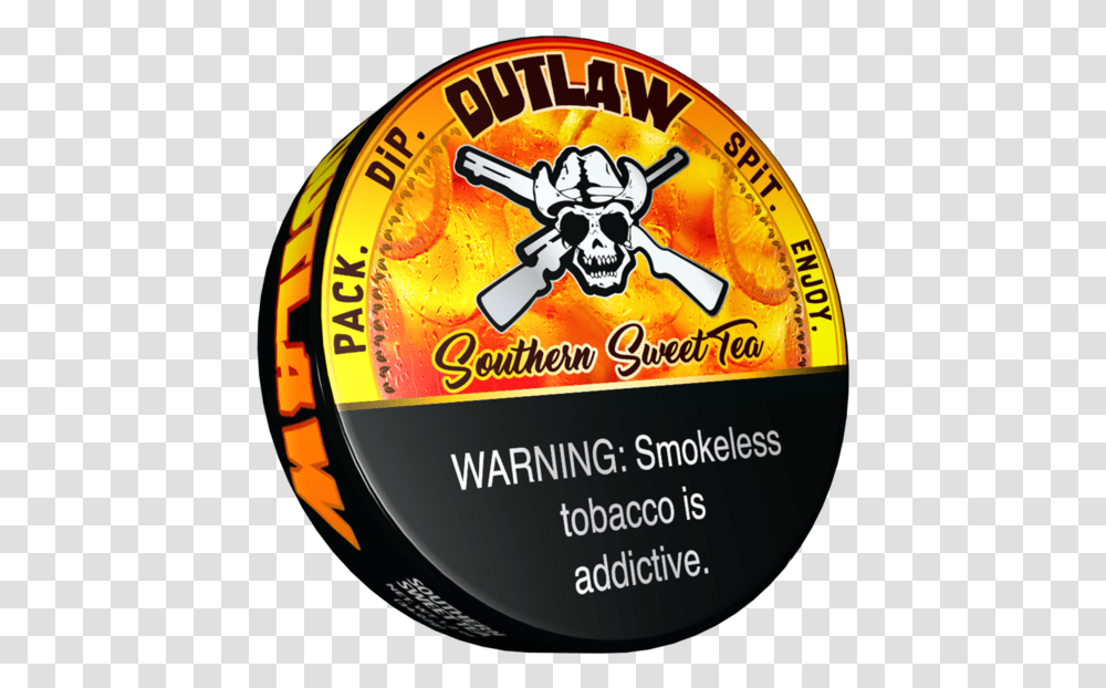 Outlaw Southern Sweet Tea Flavor Dip Tobacco Outlaw Southern Sweet Tea, Logo, Trademark, Label Transparent Png