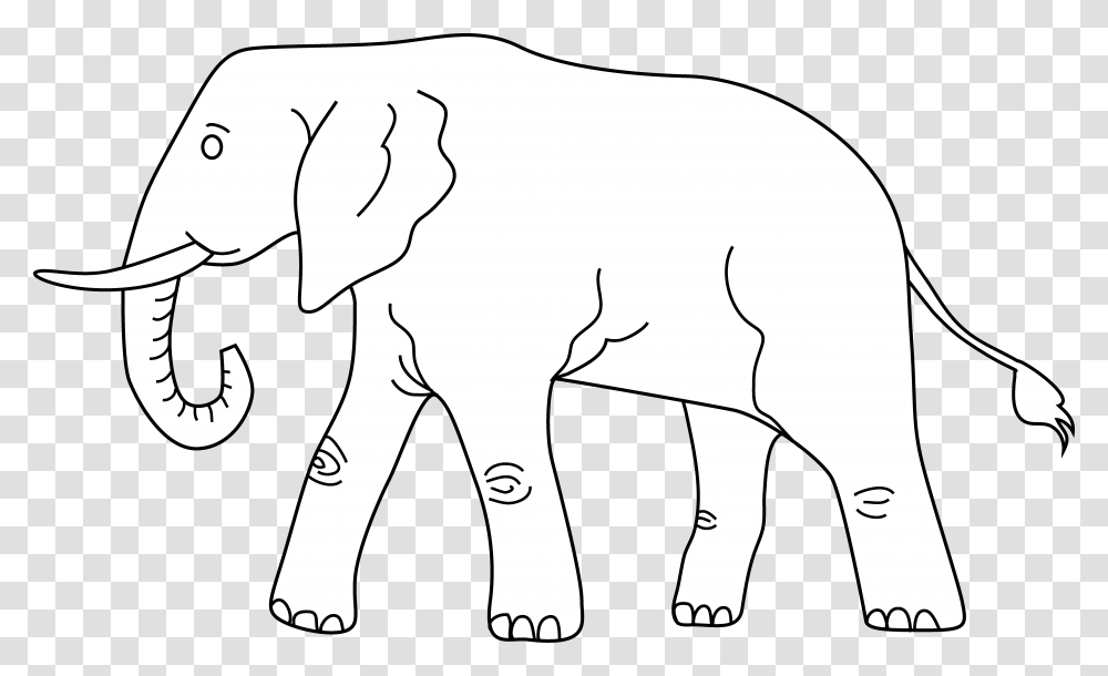 Outline Clipart Elephant Indian Elephant, Mammal, Animal, Wildlife Transparent Png