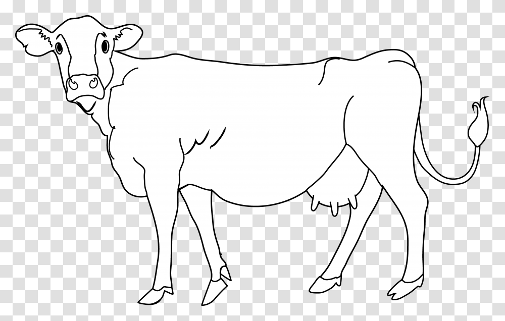 Outline Cow Clipart Black And White Cow Coloring, Mammal, Animal, Bull, Cattle Transparent Png