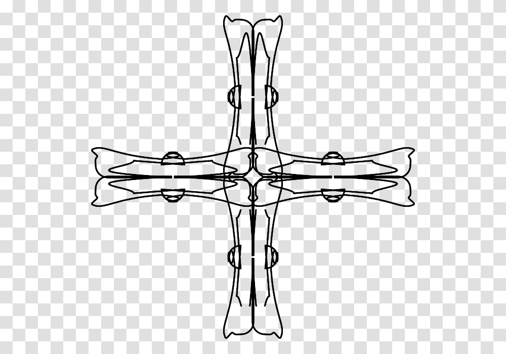 Outline Cross Crosses Christian Religion Sacred Greek Cross, Crucifix, Ceiling Fan, Appliance Transparent Png
