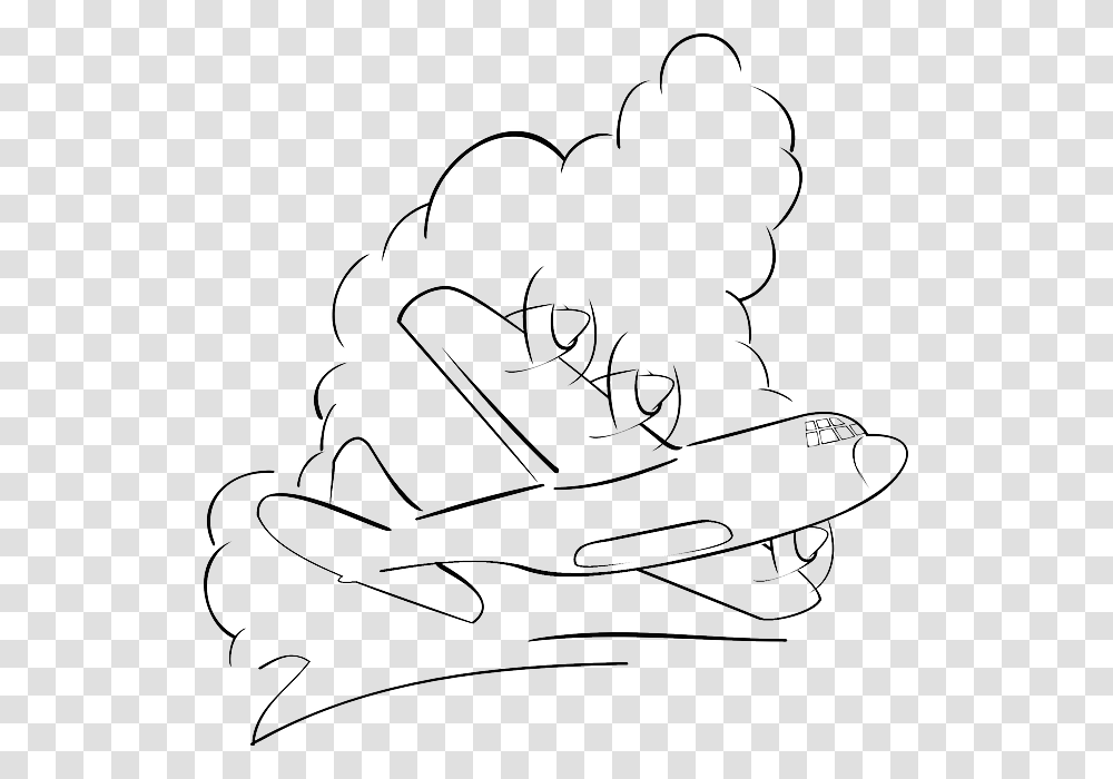 Outline Drawing Cartoon Airplane Clouds Airplane Outline, Insect, Invertebrate, Animal Transparent Png