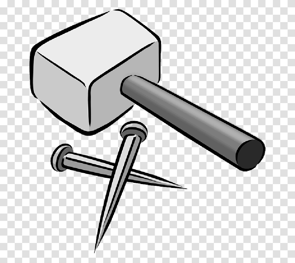 Outline Drawing Cartoon Tools Hammer Nail Free Hammer And Nails Animated, Mallet Transparent Png
