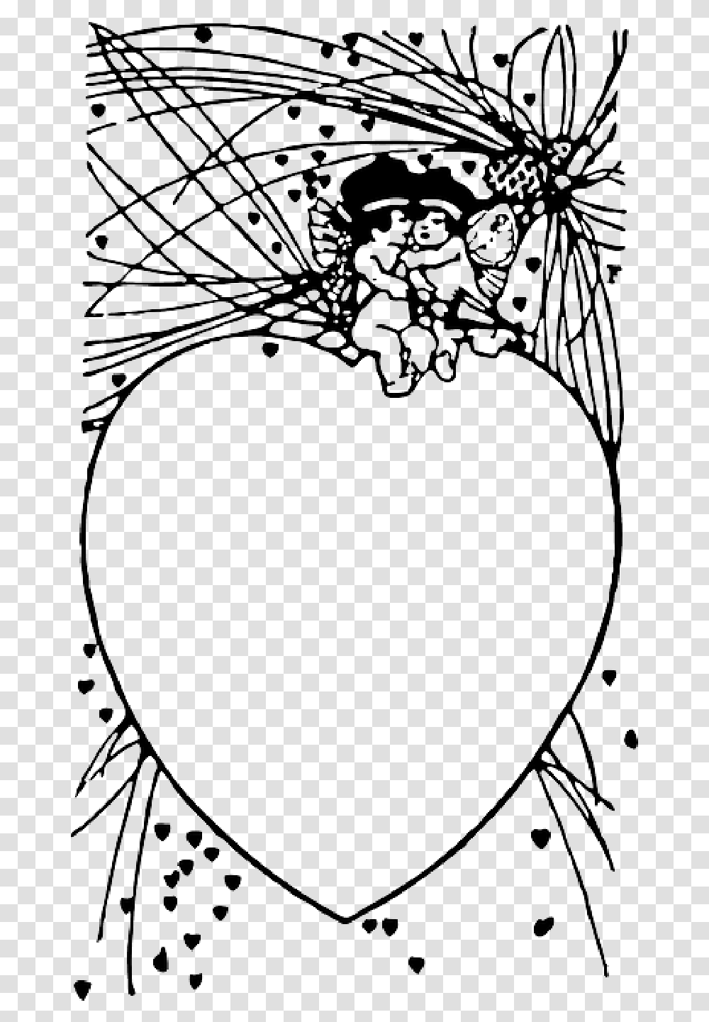 Outline Frame Cartoon Heart Free Babies Cupid Public Cupid Frame Clipart, Oval Transparent Png